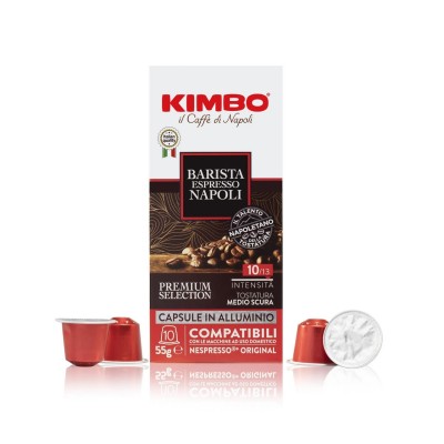 10 Capsule Caffè Kimbo Espresso Barista Napoli Alluminio - Compatibili Nespresso