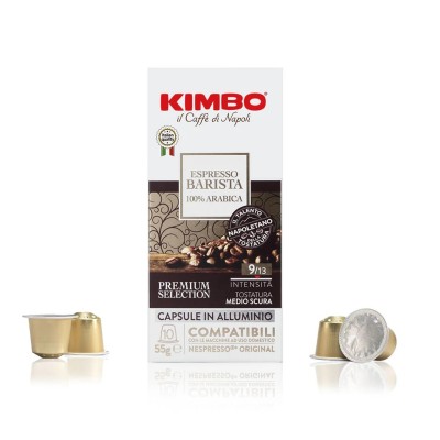 10 Capsule Caffè Kimbo Espresso Barista Arabica Alluminio - Compatibili Nespresso