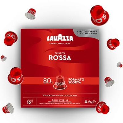 80 Capsule Caffè Lavazza Qualità Rossa in Alluminio - Compatibili Nespresso