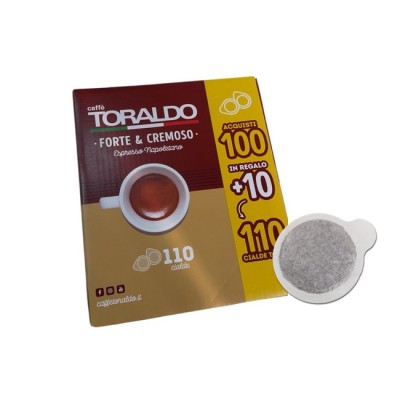 110 Cialde 44mm Caffè Toraldo Forte e Cremoso 100+10 Omaggio