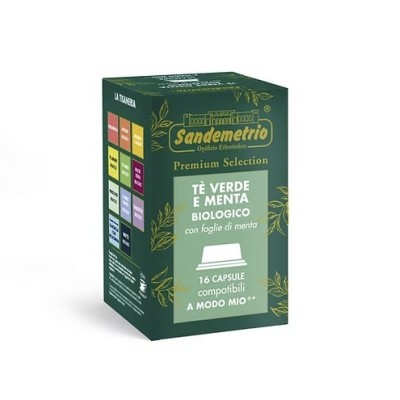 16 Capsule Sandemetrio Te Verde e Menta Bio - Compatibili Lavazza A Modo Mio