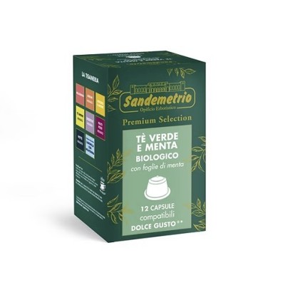 12 Capsule Sandemetrio Te Verde e Menta Bio - Compatibili Nescafe Dolce Gusto