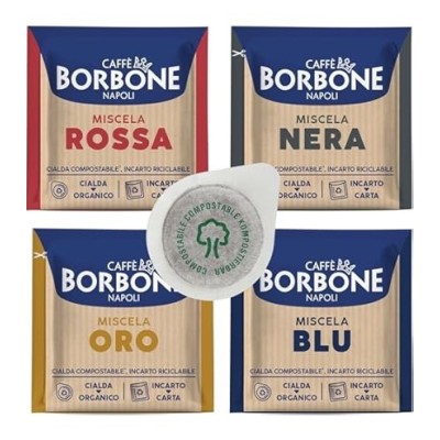 200 Cialde 44mm Caffè Borbone Mix Nera Rossa Blu Oro