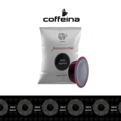 100 Capsule caffè Lollo espresso Passionemio nera compatibili A Modo Mio