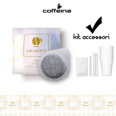 150 Cialde filtro carta 44 mm caffè Lollo espresso oro + kit accessori