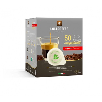 50 Cialde filtro carta 44 mm caffè Lollo espresso MISCELA ARGENTO
