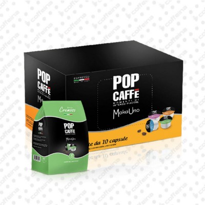 100 capsule POP CAFFE' MOKA UNO .2 CREMOSO compatibili Uno System*  ed Espresso Cup*