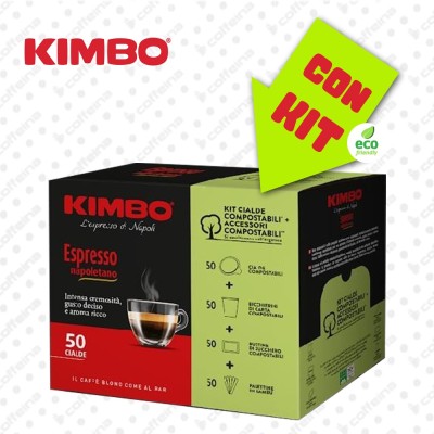 50 Cialde Caffè KIMBO ESPRESSO NAPOLETANO CON KIT ACCESSORI COMPOSTABILE