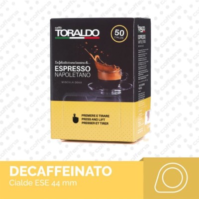 50 Cialde Filtro Carta Ese 44mm Caffè TORALDO Miscela Decaffeinato