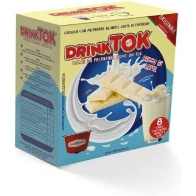 DrinkTok Snack Cioccolato Bianco e Latte 8 Capsule compatibili Dolce Gusto