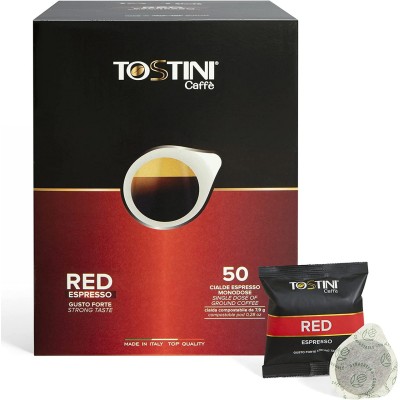 50 Cialde TOSTINI Caffè Miscela Espresso RED Filtro Carta Ese 44 Mm