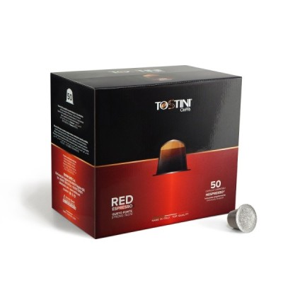 50 Capsule TOSTINI Caffè Miscela Espresso RED Compatibili Nespresso