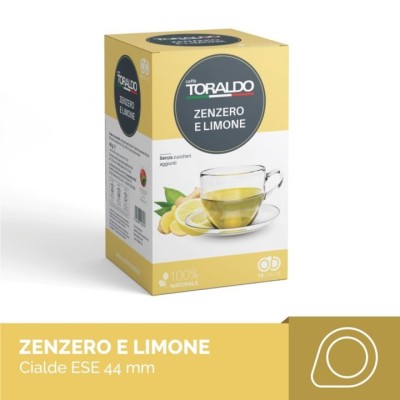 18 cialde caffè Toraldo Zenzero e Limone filtro carta ese 44 mm