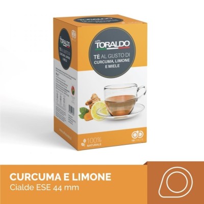 18 cialde Caffè Toraldo Tè al gusto di Curcuma e Limone filtro carta ese 44 mm
