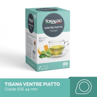 18 cialde Caffè Toraldo Tisana Ventre Piatto filtro carta ese 44 mm