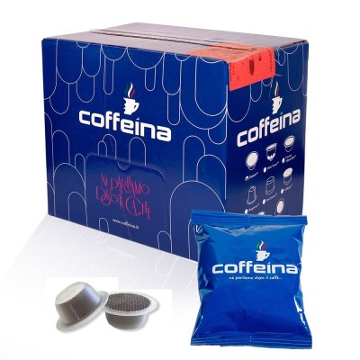 100 CAPSULE Caffè Coffeina Miscela BLU Compatibili BIALETTI ALLUMINIO