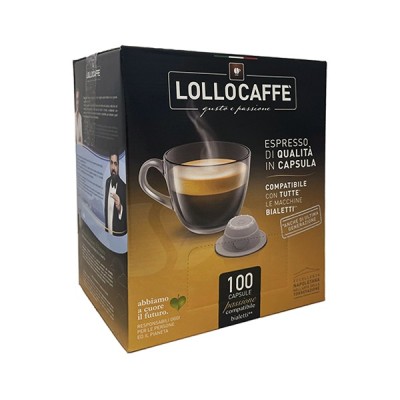 100 Capsule Lollo Caffè PassioneEasy Nero Espresso - Compatibili Bialetti